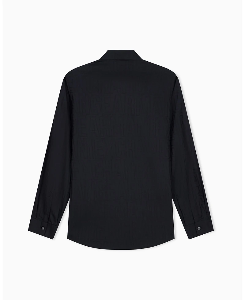 A|X Armani Exchange Men's Cotton Jacquard All Over Logo Woven Shirt