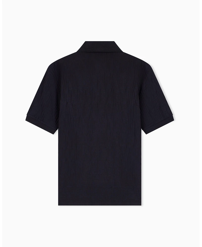 A|X Armani Exchange Men's Mercerized Jacquard Cotton All Over Logo Polo Shirt