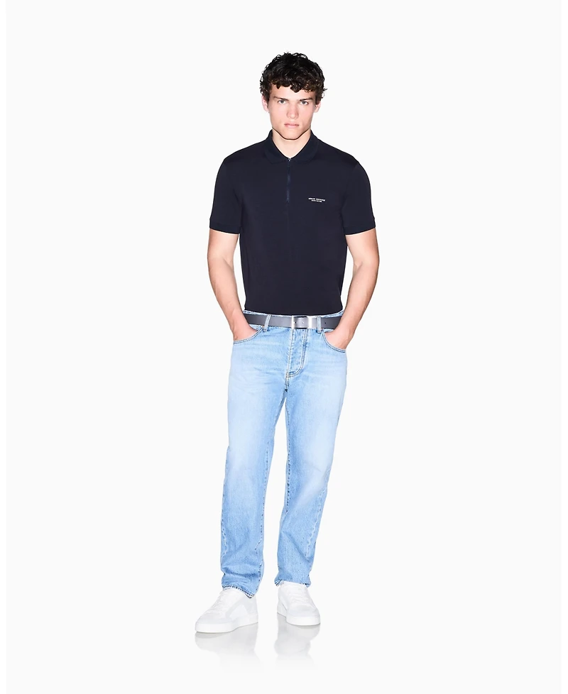 A|X Armani Exchange Men's Short Sleeves Zip Cotton Polo Shirt