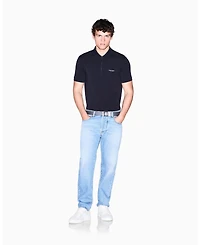 A|X Armani Exchange Men's Short Sleeves Zip Cotton Polo Shirt