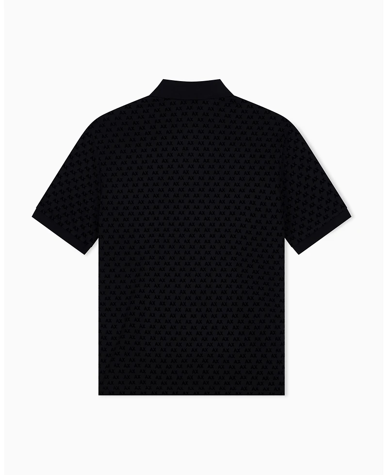 A|X Armani Exchange Men's Flocked All Over Logo Polo Shirt