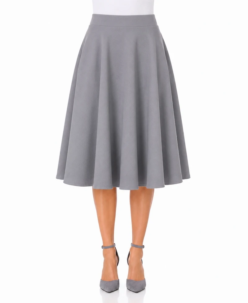 White Mark Women's Flared Pull-On Midi Skirt