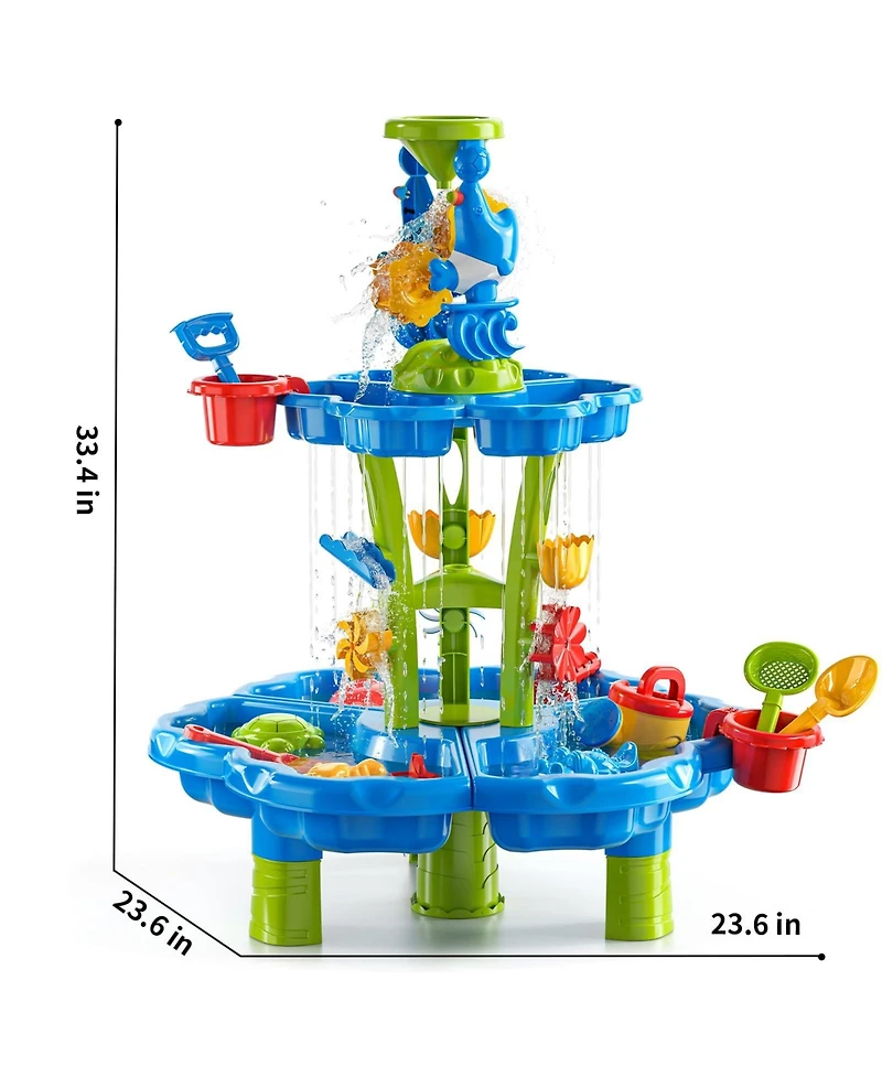 Gnuadz 2-Tier Water Table Sand Beach Outdoor Sensory Play Kids Toddler