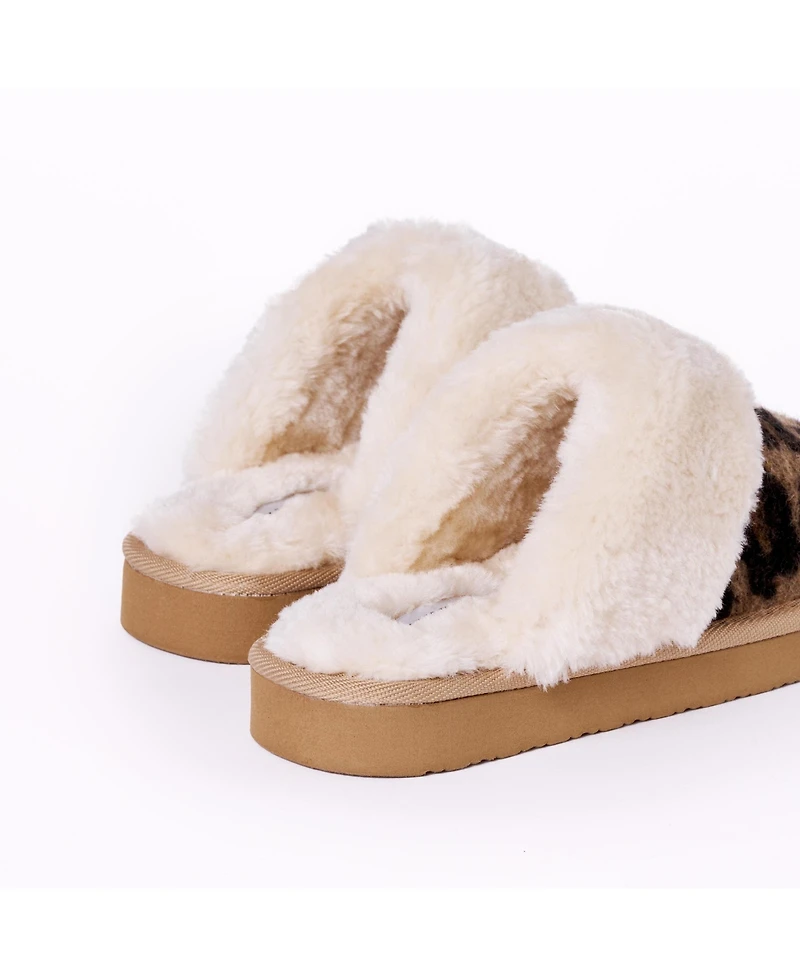 Minnetonka Women's Chesney Patterned Faux Fur Slippers