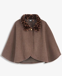 I.n.c. International Concepts Women's Solid Faux-Fur Animal-Print-Collar Cropped Cape, Macy's Exclusive