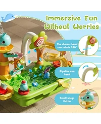 Gnuadz 4-in-1 Kids Sand Water Table Electric Pump Kitchen Sink Fishing Play
