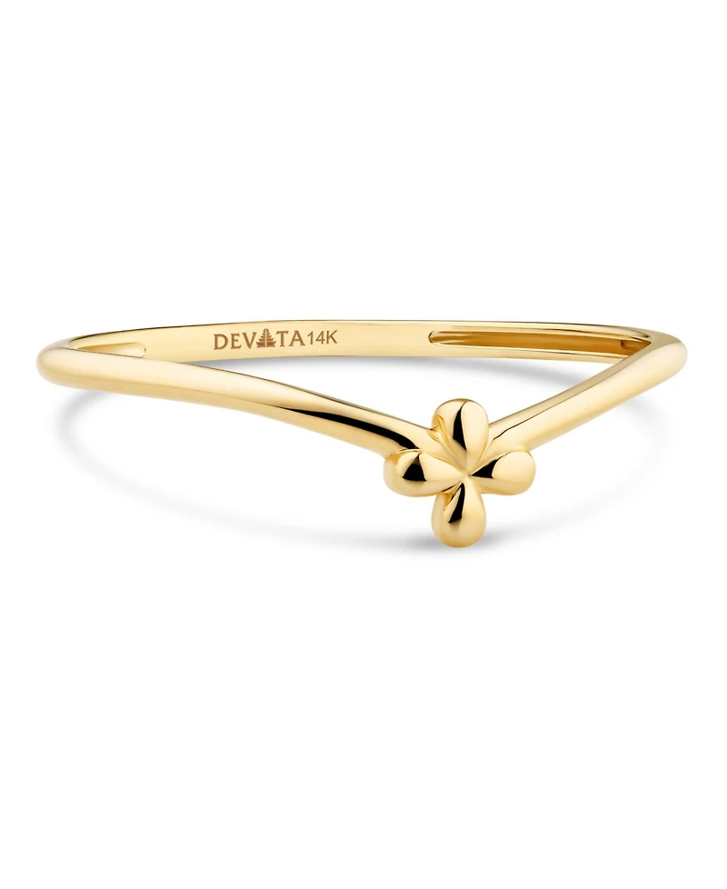 Devata Flower on Chevron Ring 14K Gold