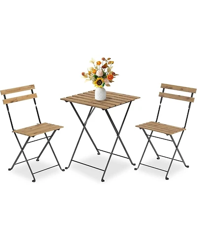 gaomon 3-piece folding bistro set with sturdy metal frame, no assembly needed-ideal for patio, balcony, garden, or indoor use.