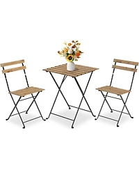gaomon 3-piece folding bistro set with sturdy metal frame, no assembly needed-ideal for patio, balcony, garden, or indoor use.