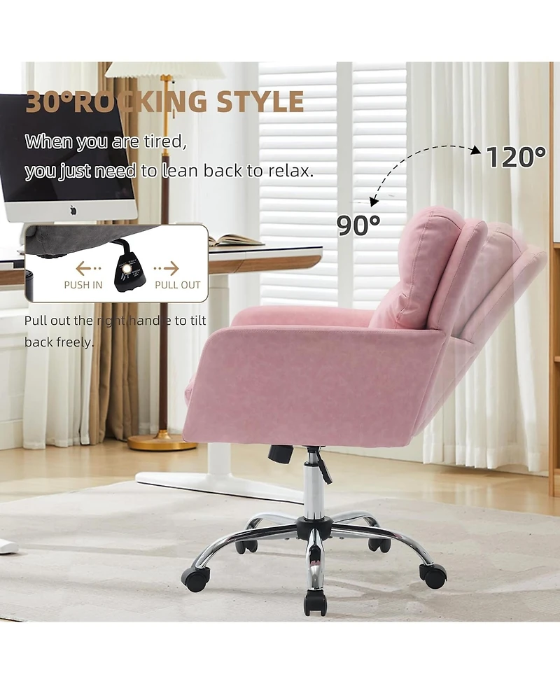 Rainsken Pu Leather Office Desk Chair - 360degree(s) Swivel, Height Adjustable, Thick Padded Seat, Ergonomic Computer Chair for Study Room