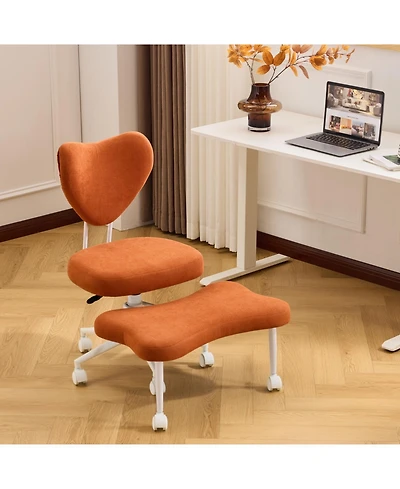 Rainsken Meditation chair, Corduroy fabric, with lumbar support and a height, Heart-Shaped Backrest, Adjustable Height, for Office, Study