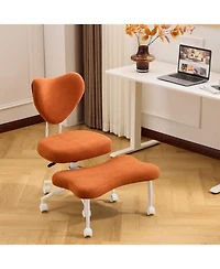 Rainsken Meditation chair, Corduroy fabric, with lumbar support and a height, Heart-Shaped Backrest, Adjustable Height, for Office, Study