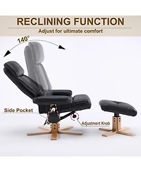 Rainsken 360degree(s) Swivel Accent Chair, with Upholstered Heated Massage, Ergonomic Lounge Recliner, with ottoma, for Bedroom, Office, Apartment