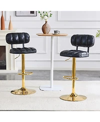 Rainsken Swivel Bar Stools Set of 2, Pu Leather Upholstered Seat, with Metal Base and Footrest, for Kitchen Island, Home Bar, Game Room