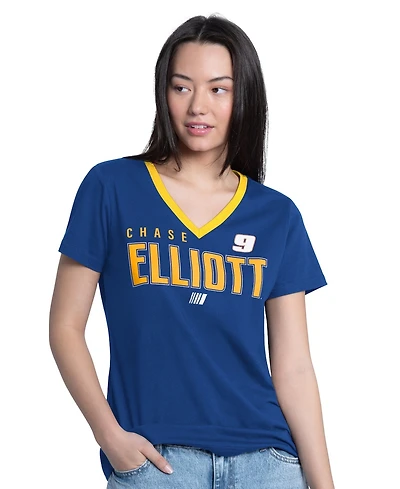 G-iii 4Her by Carl Banks Women's Royal Chase Elliott Best Team V-Neck T-Shirt
