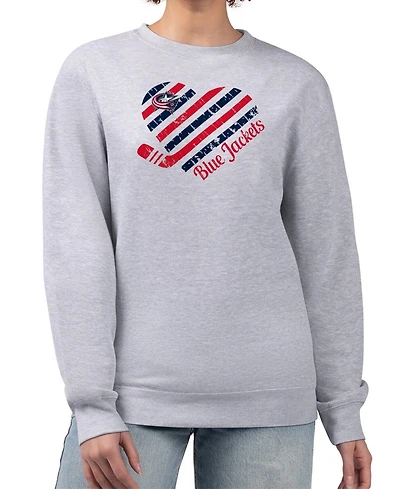 G-iii 4Her by Carl Banks Women's Heather Gray Columbus Blue Jackets Heart Graphic Pullover Sweatshirt