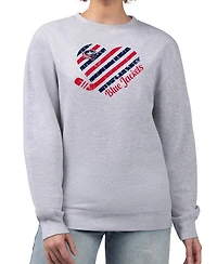 G-iii 4Her by Carl Banks Women's Heather Gray Columbus Blue Jackets Heart Graphic Pullover Sweatshirt