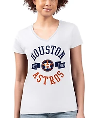 G-iii 4Her by Carl Banks Women's White Houston Astros Super-Slim Fit Lightweight City Graphic V-Neck T-Shirt
