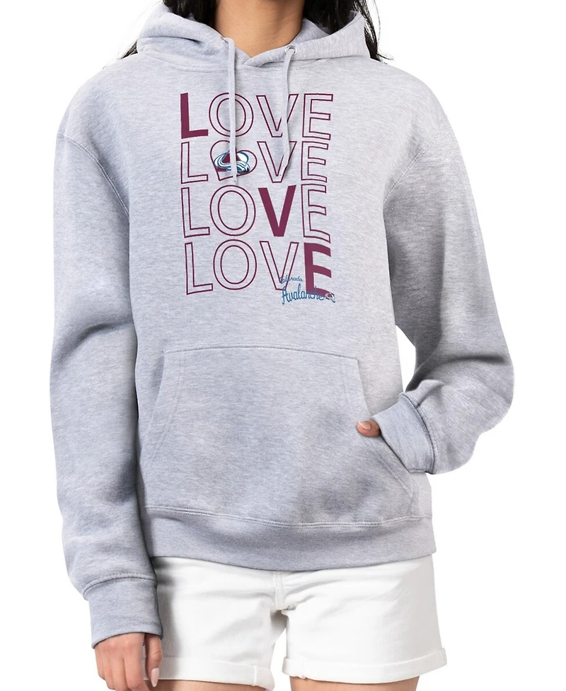 G-iii 4Her by Carl Banks Women's Gray Colorado Avalanche Hockey Love Fleece Pullover Hoodie