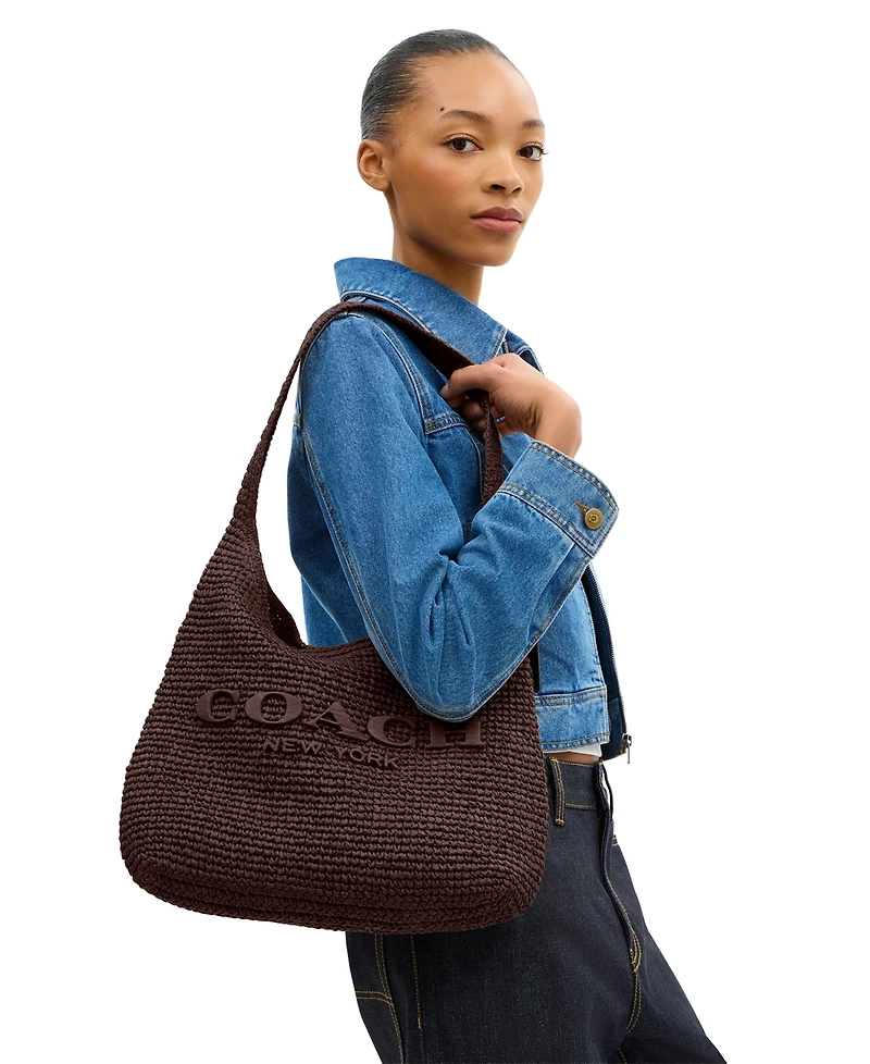 Coach Straw Brooklyn Medium Shoulder Bag 34