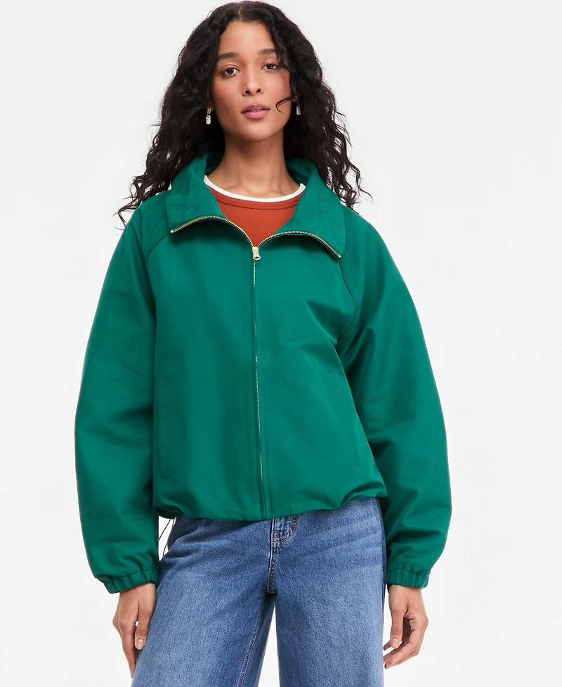 On 34th Women's Funnel-neck Ruched-Sleeve Bubble Hem Jacket, Macy's Exclusive