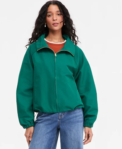 On 34th Women's Funnel-neck Ruched-Sleeve Bubble Hem Jacket, Macy's Exclusive