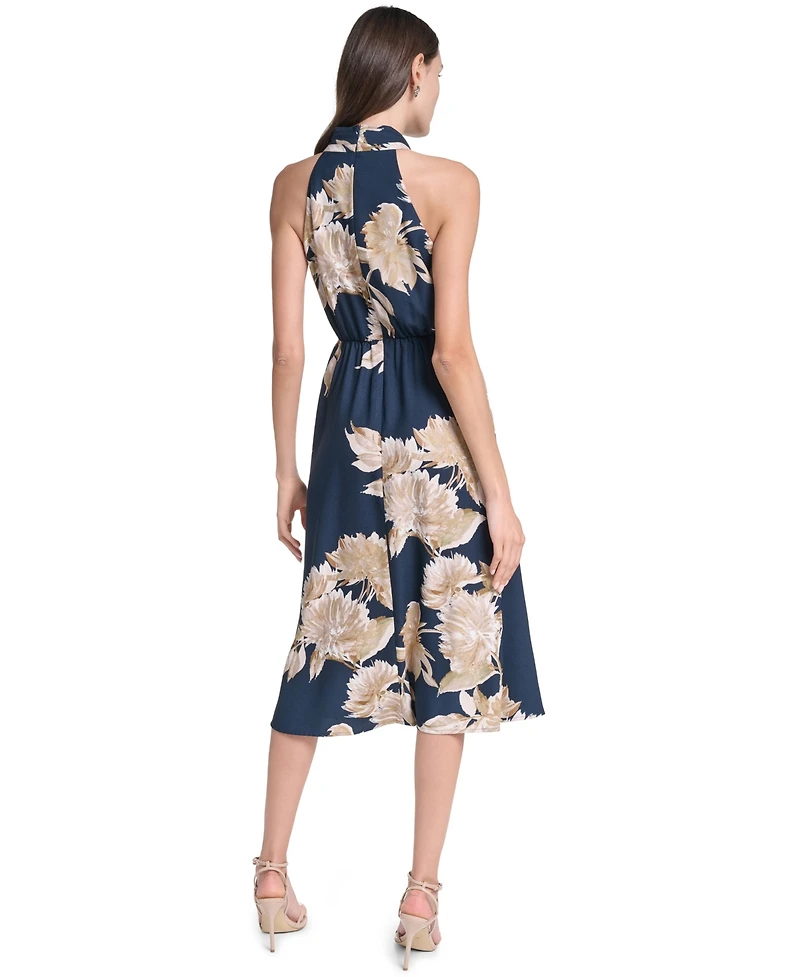 Calvin Klein Women's Floral Halter Neck A-Line Dress