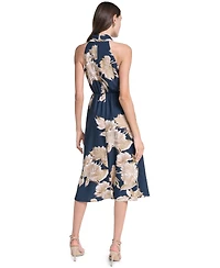Calvin Klein Women's Floral Halter Neck A-Line Dress