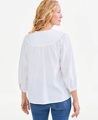 Style & Co Women's Cotton Embroidered Blouse, Macy's Exclusive