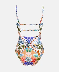 Cupshe Women's Square Neck Ruched Pull-On Adjustable Strap One-Piece Swimsuit
