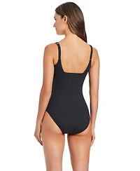 Bleu by Rod Beattie Women's V-Neck Underwire One-Piece Swimsuit