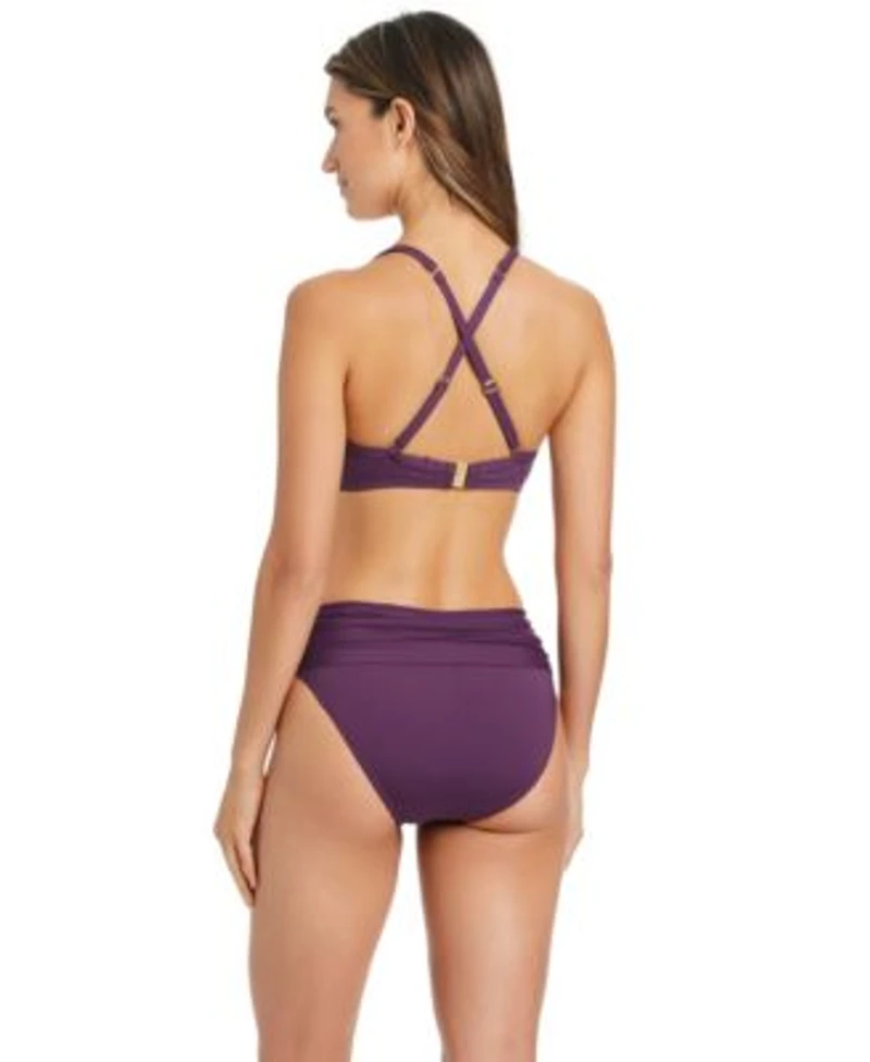 Bleu By Rod Beattie Womens Beaded Strap Underwire Bikini Top High Rise Beaded Swim Bottoms