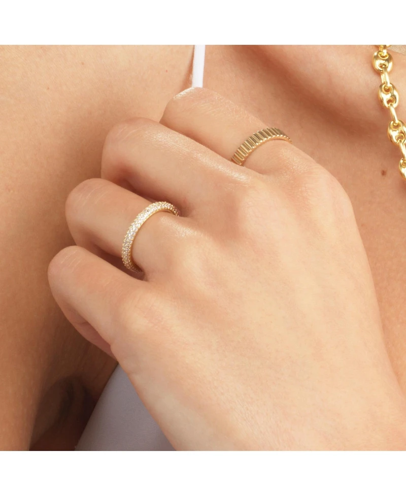 The Lovery Triple Row Cz Band 14K Gold Plated Sterling Silver