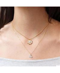 The Lovery Cz Lucky Clover Necklace 14K Gold Plated Sterling Silver