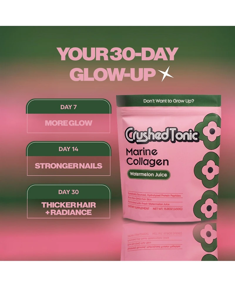 Crushed Tonic Watermelon Juice Marine Collagen Powder