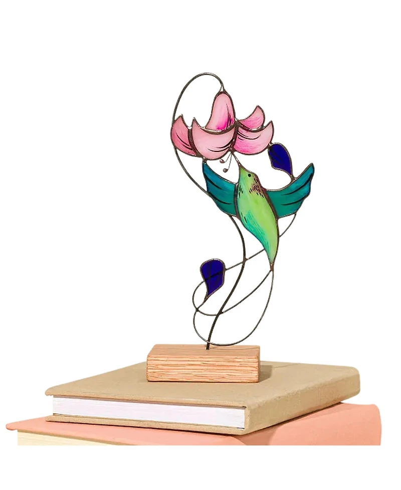 Uncommon Goods Joyful Hummingbird Stained Glass Sculpture