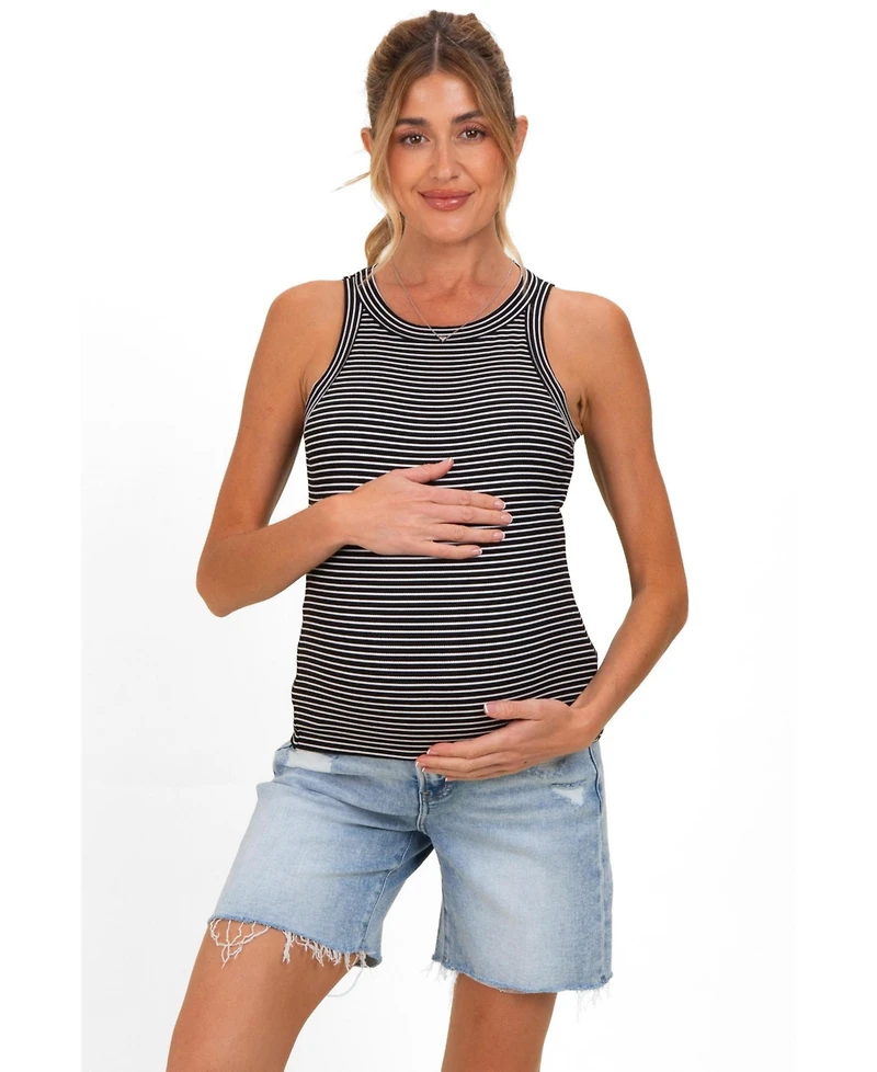 Pinkblush Maternity Light Blue Distressed Frayed Hem Midi Jean Shorts