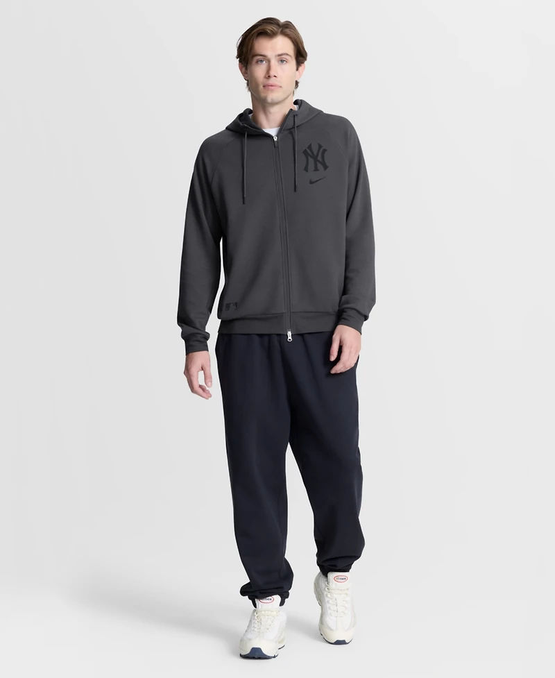 Nike Men's Anthracite New York Yankees Authentic Collection Player Raglan Dri-fit Full-Zip Hoodie