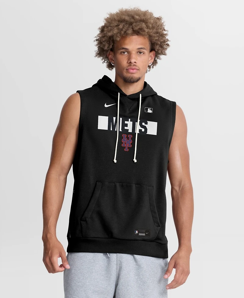 Nike Men's Black New York Mets Authentic Collection Standard Issue Dri-fit Sleeveless Hoodie