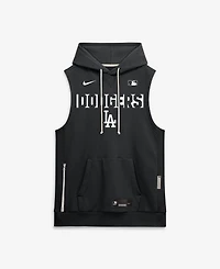 Nike Men's Black Los Angeles Dodgers Authentic Collection Standard Issue Dri-fit Sleeveless Hoodie