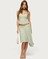Edikted Women's Evia Lacey Asymmetric Midi Skirt