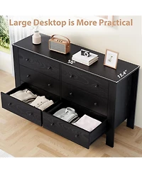 gaomon 6 Drawer Dresser for Bedroom, Modern Wide Organizer with Storage Drawers, Wooden Chests of Drawers Entryway, Hallway.