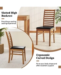Costway Modern Dining Chair Kitchen with Rubber Wood Legs and Slatted Backrest