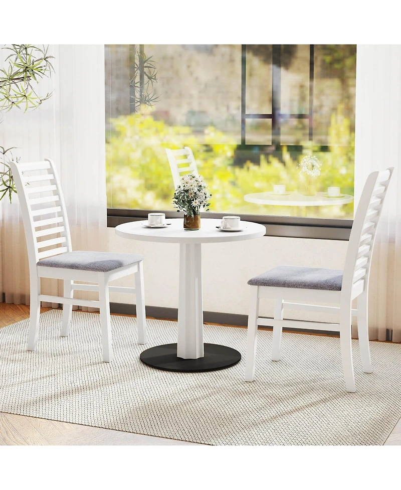 Costway Modern Dining Chair Kitchen Chair with Rubber Wood Legs and Slatted Backrest