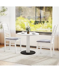 Costway Modern Dining Chair Kitchen Chair with Rubber Wood Legs and Slatted Backrest