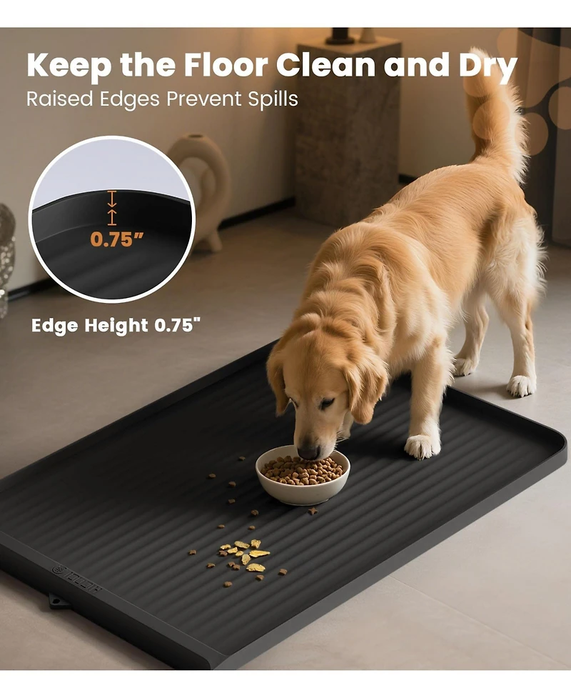Aronkl Silicone Pet Feeding Mat Non-Slip Raised Edges Waterproof Easy Clean