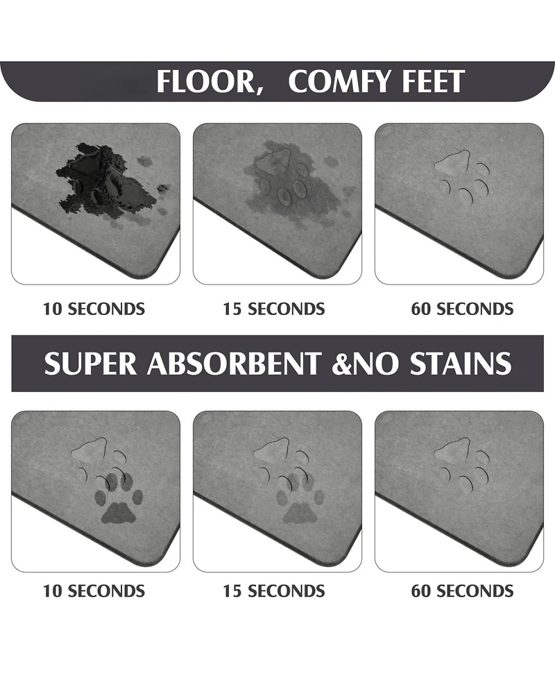 Aronkl Diatomaceous Earth Pet Feeding Mat Absorbent Non-Slip Quick Drying Easy Clean
