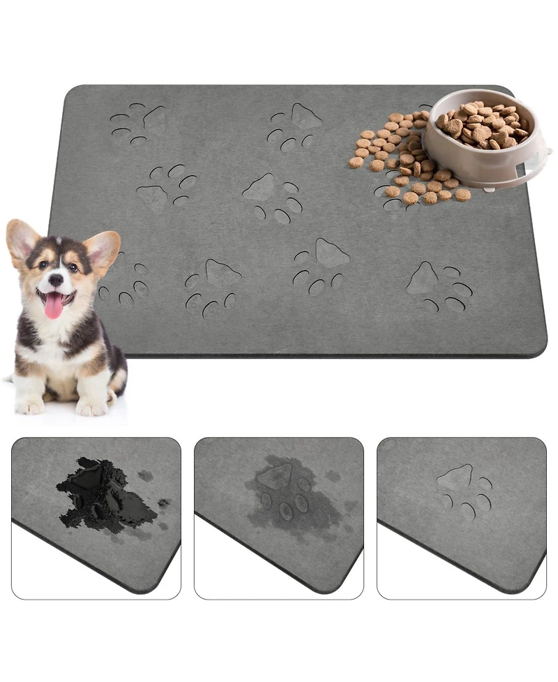 Aronkl Diatomaceous Earth Pet Feeding Mat Absorbent Non-Slip Quick Drying Easy Clean