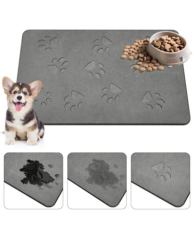 Aronkl Diatomaceous Earth Pet Feeding Mat Absorbent Non-Slip Quick Drying Easy Clean