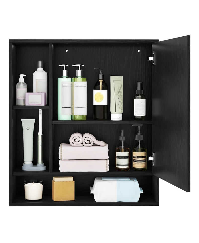 Volenca Wall-Mounted Bathroom Mirror Cabinet with Lower and Side Shelves, 21-in W
